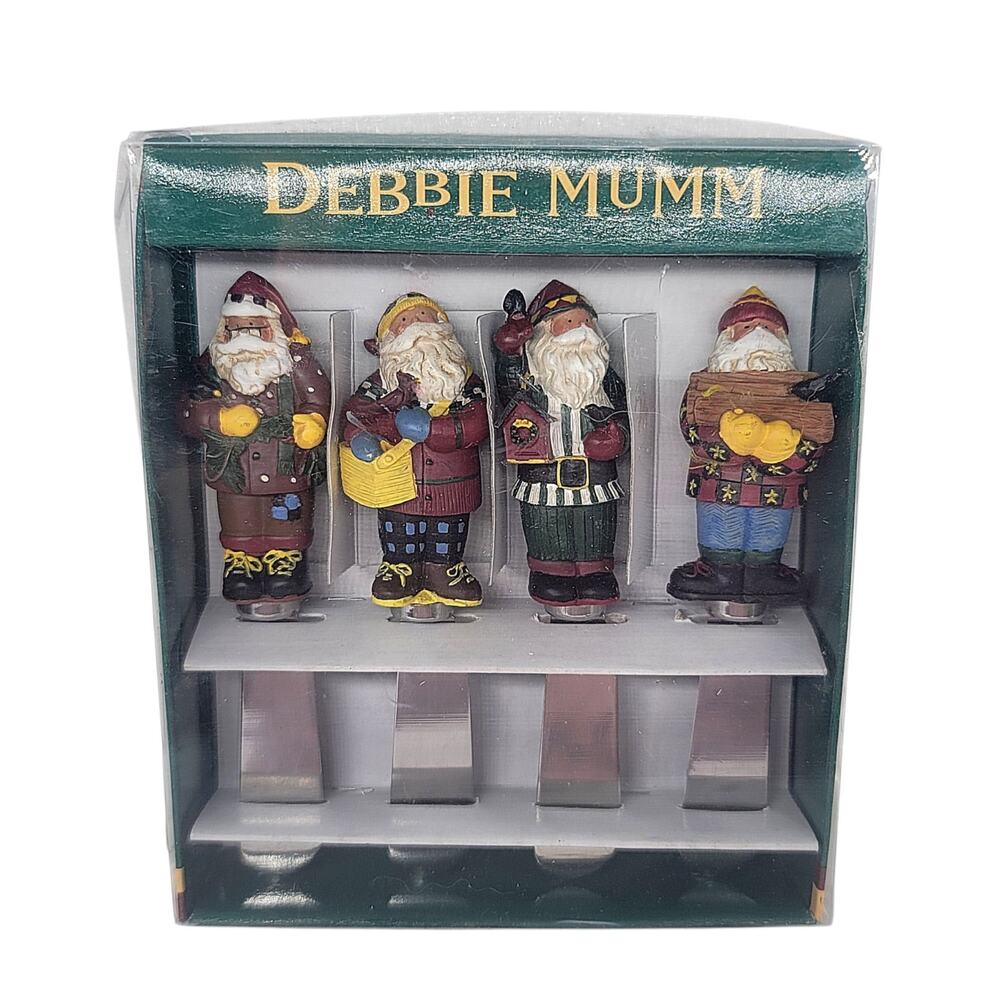 Vtg Debbie Mumm Set Of 4 Christmas Charcuterie Knife Spreaders Santa Handles M4